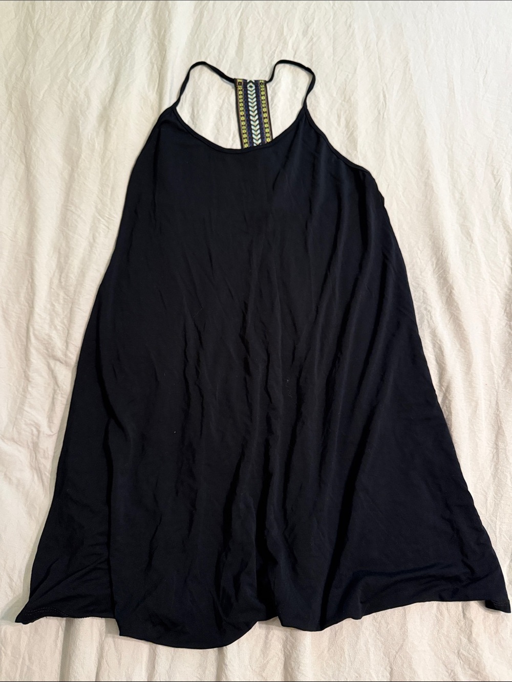 Bjewel Black Flowing Tank Dress with Decorative Back Strap
